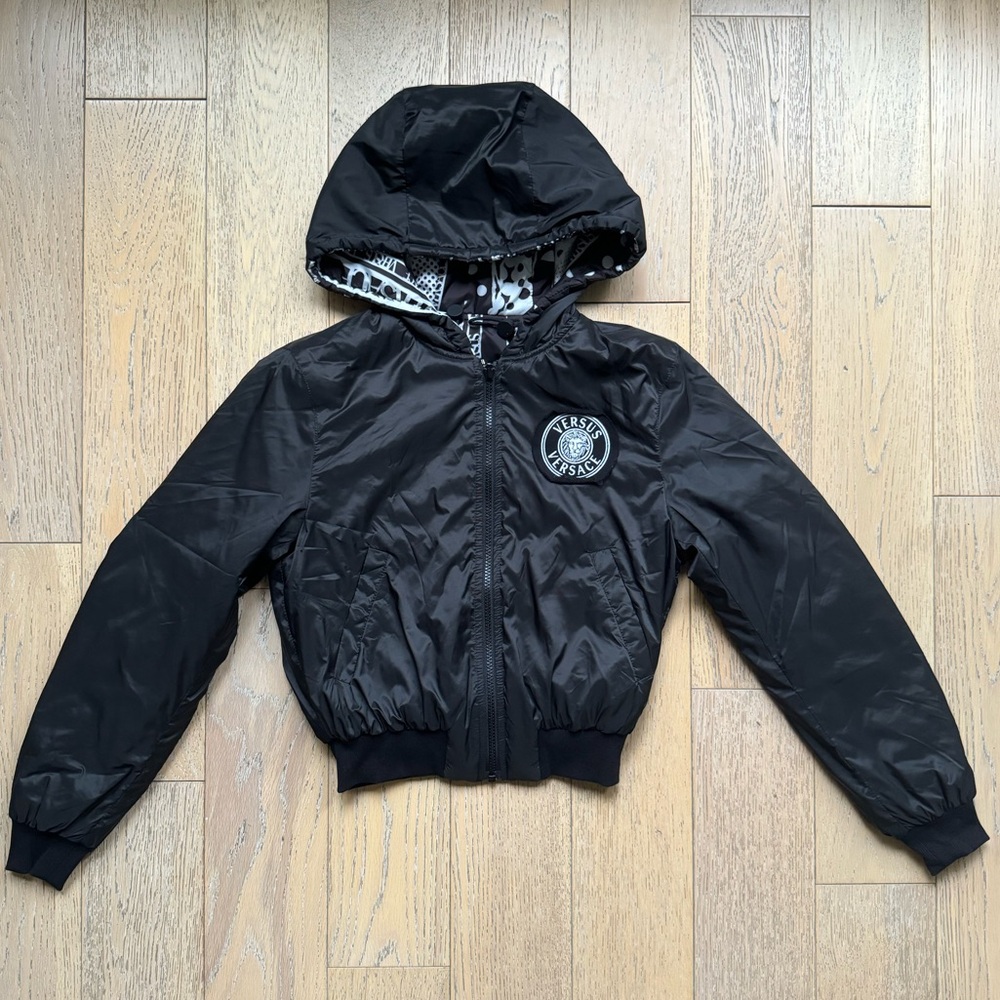 Versus Versace Logo Reversible Crop Puffer / Bomber Jacket